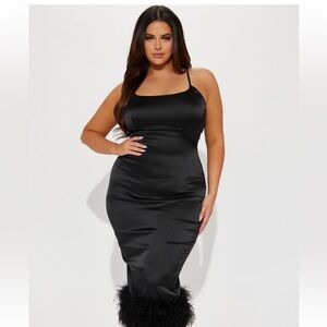 Black Feather hem cocktail dress